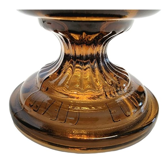 Vintage E O BRODY Co Brown Thumbprint Footed Compote 1980's #4200 Cleveland OH - Picture 3 of 6